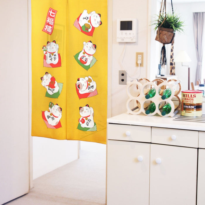 Seven Lucky Cats Golden Noren