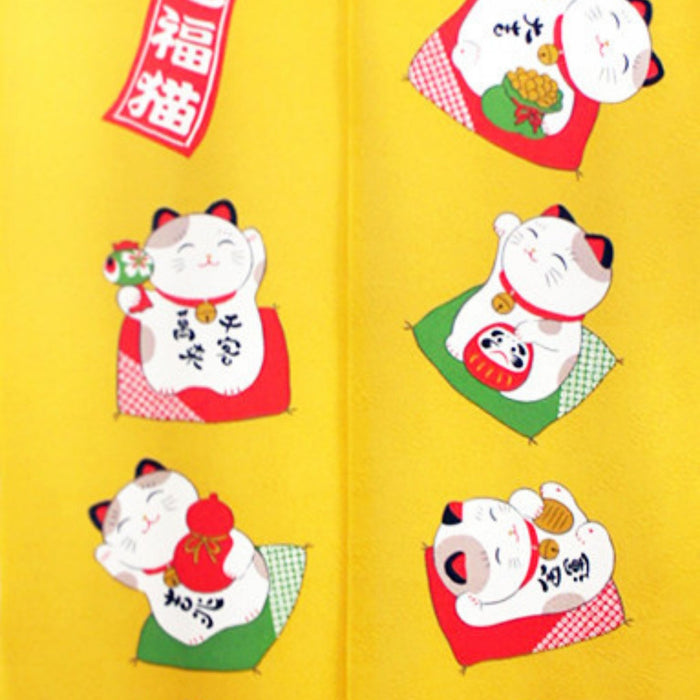 "Seven Lucky Cats Golden Noren" - Shichi Fuku Neko Kin Noren (七福猫金幕)