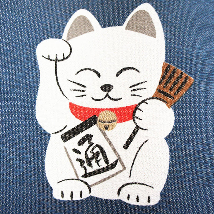 "Seven Lucky Cats Navy Blue Noren" - Shichi Fuku Neko Kon'yakushoku Noren (七福猫紺藥色幕)