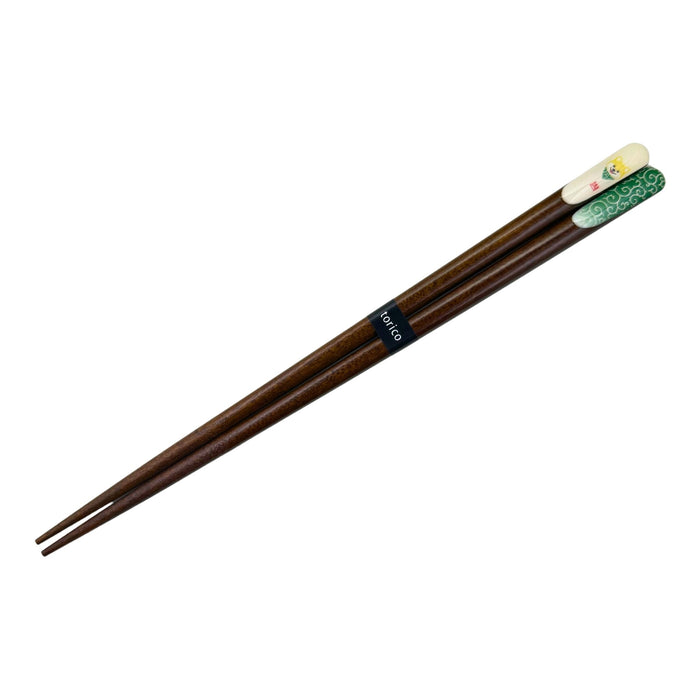 "Yellow Shiba Inu and Seigaiha Green" Chopsticks - Kiiro Shiba Inu Seigaiha Green Chopsticks (黄色い柴犬青海波緑箸)