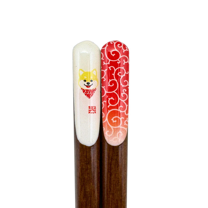 "Yellow Shiba and Red Seigaiha" Chopsticks - Kiiro Shiba to Aka Seigaiha Hashi (黄色柴と赤青海波箸)