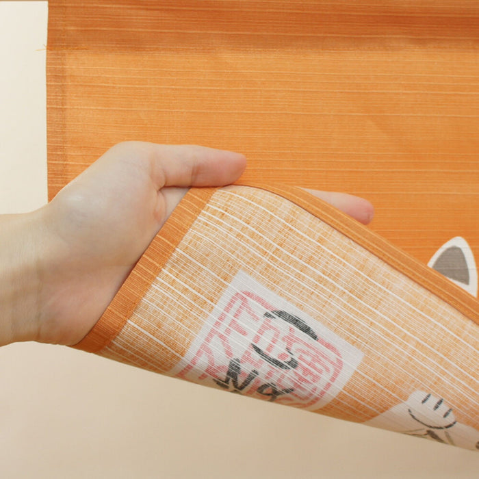 "Seven Lucky Cats Short Yellow Curtain" - Shichi Fuku Neko Tan Kiiro Noren (七福猫短黄色幕)