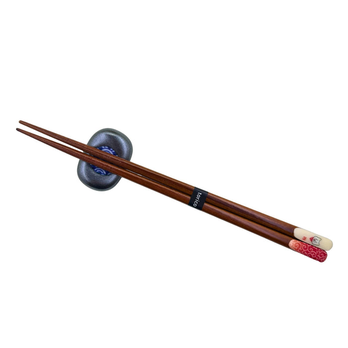 "White Shiba and Red Seigaiha" Chopsticks - Shiroi Shiba and Aka Seigaiha Chopsticks (白い柴と赤青海波箸)