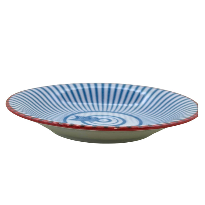 "Blue Ocean Wave with Arrow Swirl" Plate - Seigaiha Ya Uzumaki Sara (青海波矢渦巻き皿)