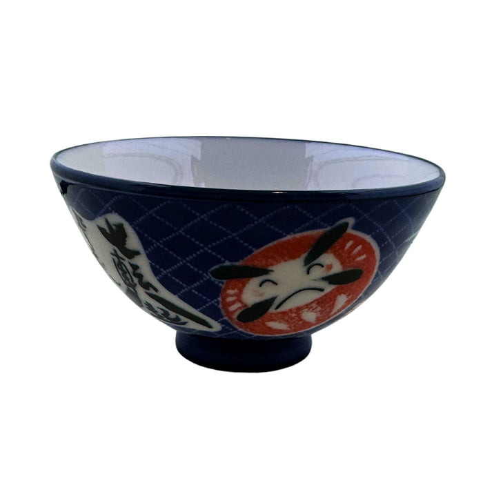 "Blue Daruma Good Fortune" Bowl - Aoi Daruma Fukuju Wan (青い達磨福寿碗)