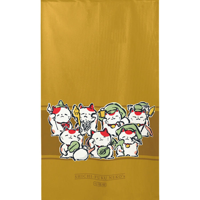 "Golden Beckoning Cats" Curtain - Kin Maneki Neko Noren (金招き猫のれん)